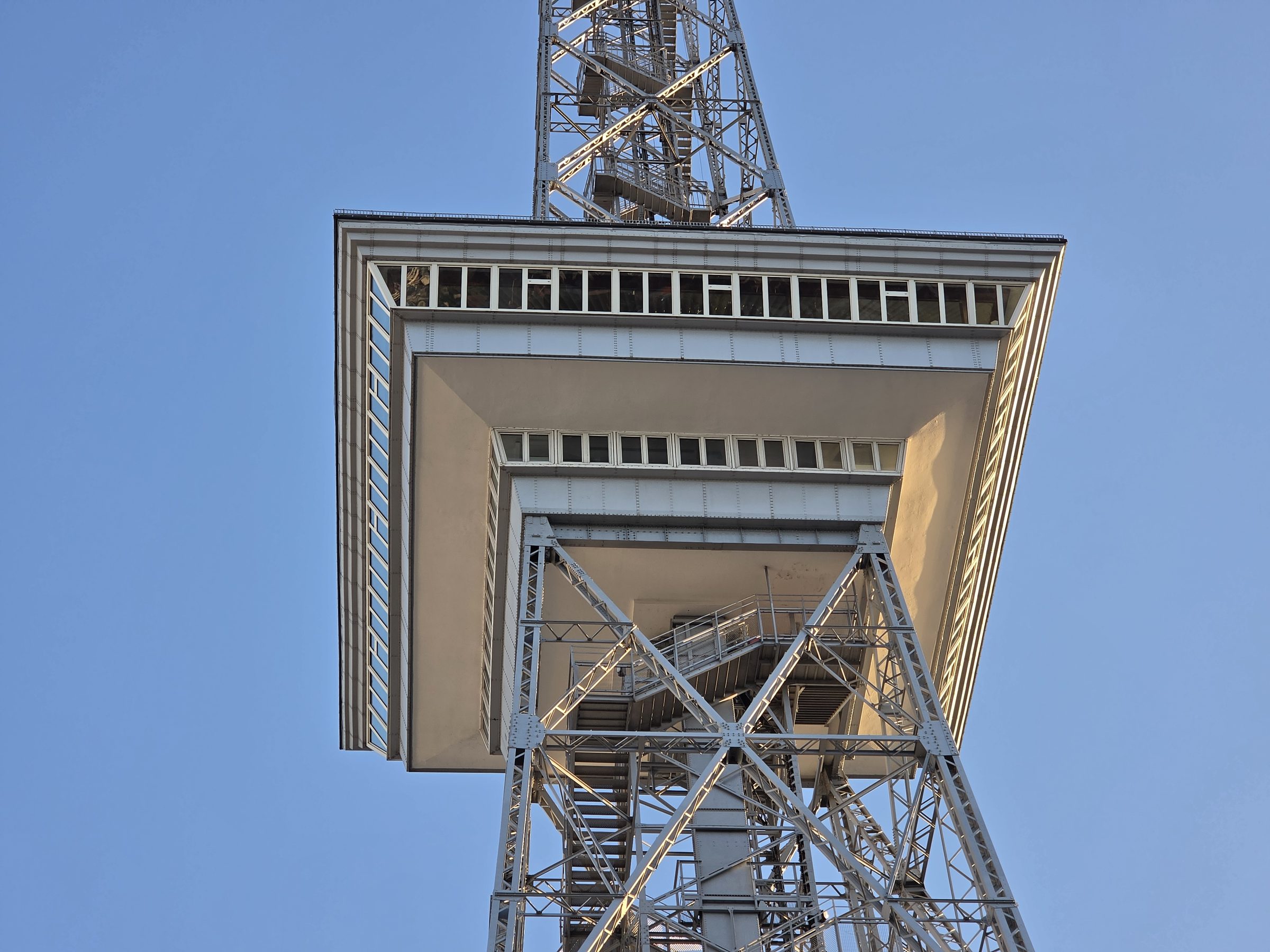 The Berlin Funkturm on the exhibition grounds against a blue sky
